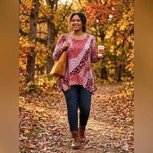 SIZE 2X LOGO® by Lori Goldstein NEW Cotton/Modal Printed Swing Top